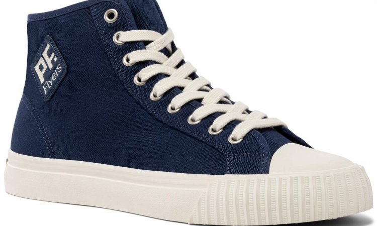 Navy Classic Center Hi Top | Unisex Canvas Sneaker - Click Image to Close