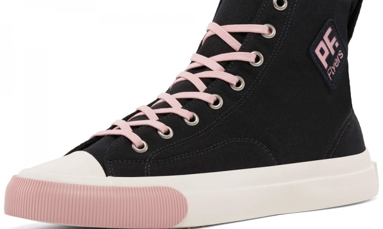 Jet-Black / Pink All American Hi Top | Unisex Canvas Sneaker - Click Image to Close